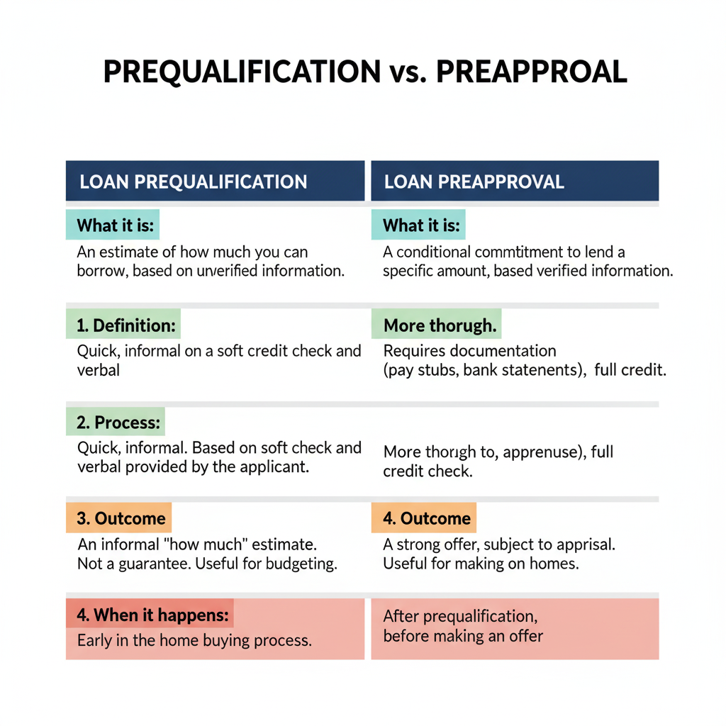 Comparison table showing differences between prequalification and preapproval